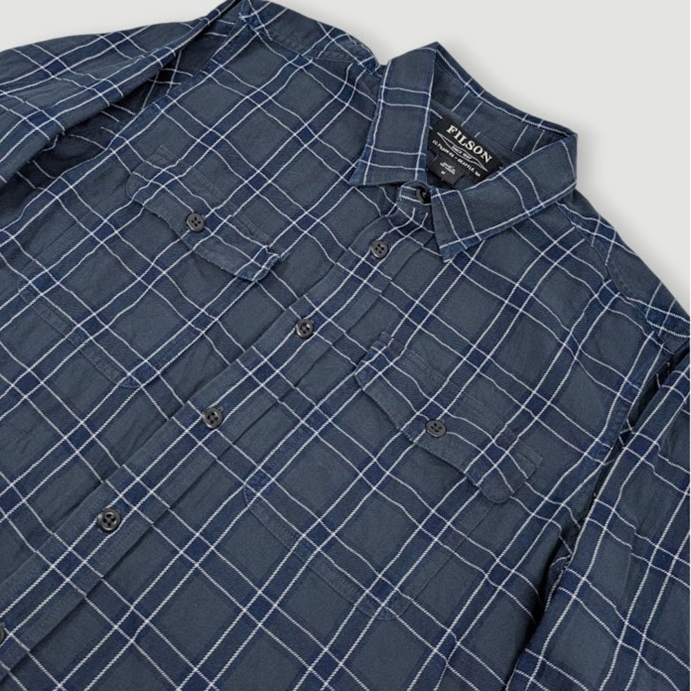 CC Filson Flannel Button Down Shirt Mens Medium‎ Blue Plaid Gorpcore Utility